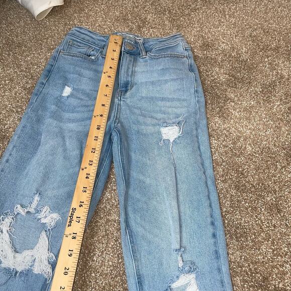 YMI jeans Dream authentic denim wide leg raw hem distressed SZ 3 26" pants - Picture 5 of 8